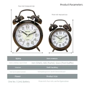 4 inç Bronz Beyaz Yüzeyli Metal Başucu Çalar Saat - Model 2 - 5