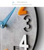 Modern Minimalist Duvar Saati 38 cm - Athena Gri Taş Akrilik Akrep - 12