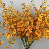 Yapay Dans Eden Orkide Çiçek Buketi - Büyük Dal Kırmızı 114cm - 12