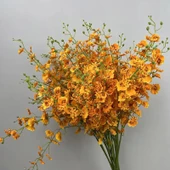 Yapay Dans Eden Orkide Çiçek Buketi - Büyük Dal Kırmızı 114cm - 11