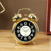 4 inç Bronz Beyaz Yüzeyli Metal Başucu Çalar Saat - Model 2 - 3