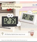 Mini Masaüstü Elektronik Saat - Siyah Mini Saat +2 Dijital - 11