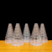 Yapraklı, Şans Karakterli Kalınlaştırılmış Plastik Beyaz Şeker Peri Şeftali Kulesi ve Tabak - 11