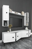 Happylife Furniture Design  %100 MDF Tv Ünitesi İşlemeli 180 Cm Renk Beyaz Aytaşı - 4