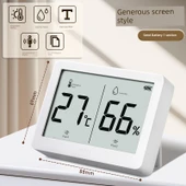 Dijital Termometre Higrometre - Beyaz, Büyük Ekran, Somatosensor Ekran - 1