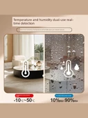 Dijital Termometre Higrometre - Beyaz, Alarmlı, Ay Güneş Takvimli Somatosensor Ekran thumbnail 4