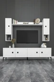 Happylife Furniture Design  %100 MDF Tv Ünitesi İşlemeli 180 Cm Renk Beyaz Aytaşı - 2