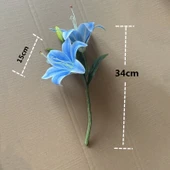 Yapay Zambak Çiçeği - 3 Çiçek 3 Gonca - Mor - 75cm - 8