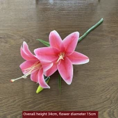Yapay Zambak Çiçeği - 3 Çiçek 3 Gonca - Mor - 75cm - 6
