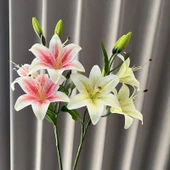 Yapay Zambak Çiçeği - 3 Çiçek 3 Gonca - Mor - 75cm - 12