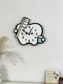 Diş Kliniği Çizgi Film Duvar Saati - Diş 25cm x 22cm (Mini Boy) - 2