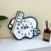 Diş Kliniği Çizgi Film Duvar Saati - Diş 25cm x 22cm (Mini Boy) - 8