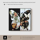 Kelebek Ayna Tablo - Kelebek Aşk Çiçek Çerçeve A - 30x30cm - Modern Siyah Çerçeve - 8
