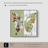 Kelebek Ayna Tablo - Kelebek Aşk Çiçek Çerçeve A - 30x30cm - Modern Siyah Çerçeve - 10