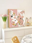 Kelebek Ayna Tablo - Kelebek Aşk Çiçek Çerçeve A - 30x30cm - Modern Siyah Çerçeve - 2