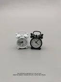 Mini Metal Masa Saati - Beyaz + Siyah - 5