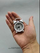 Mini Metal Masa Saati - Beyaz + Siyah - 4