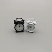 Mini Metal Masa Saati - Beyaz + Siyah - 1