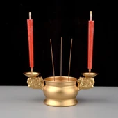 Çift Kullanımlı Alaşım Buhurdanlık ve Mumluk - Stil 2 (Buhur Tutucu ve Mum Hediyeli) - 1