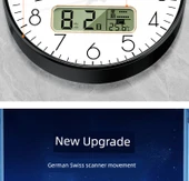 Işıklı Takvimli Minimalist Duvar Saati - 25 cm Zümrüt Yeşili - 12