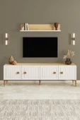 Happylife Furniture Design  %100 Mdf Tv Ünitesi Aytaşı Meşe Tv Sehpası 180 Cm - 4