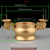 Çift Kullanımlı Alaşım Buhurdanlık ve Mumluk - Stil 2 (Buhur Tutucu ve Mum Hediyeli) - 7