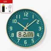 Işıklı Takvimli Minimalist Duvar Saati - 25 cm Zümrüt Yeşili - 1