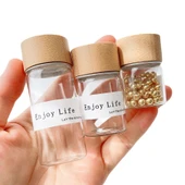 Cam Saklama Şişesi - 30 ml Altın Boncuklu - 6