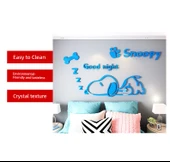 Snoopy Çizgi Film 3D Duvar Stickerı - K0314 Snoopy 2-Siyah - Ekstra Büyük - 10