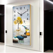 12 inç Ahşap Duvar Saati - H017 Zenginlik ve Hazine Fulu (Altın Çerçeve) Standart - 5