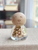 Mini Cam Saklama Kavanozu - 3 Şeffaf + 3 Renkli + Tabanlı - 6