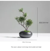 Seramik Vazoda Yapay Çam Bonsai - Siyah Çiçekli - 8