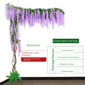 Yapay Mor Salkım Çiçek Sarmaşığı - Şifreli Saf Beyaz Fasulye Çiçeği thumbnail 3