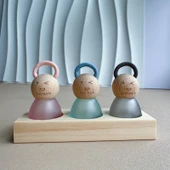 Mini Cam Saklama Kavanozu - 3 Şeffaf + 3 Renkli + Tabanlı - 11