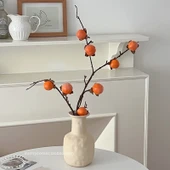 Turuncu Yapay Trabzon Hurması, Uzun Vazo ve Etiket (Model 2) thumbnail 2