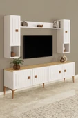 Happylife Furniture Design  %100 Mdf Tv Ünitesi 180 Cm Desenli Dolaplı Raflı Tv Ünitesi - 2