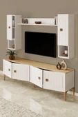Happylife Furniture Design  %100 Mdf Tv Ünitesi 180 Cm Desenli Dolaplı Raflı Tv Ünitesi - 3