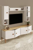 Happylife Furniture Design  %100 Mdf Tv Ünitesi 180 Cm Desenli Dolaplı Raflı Tv Ünitesi - 5