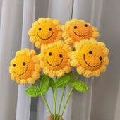 El Yapımı Tığ İşi Gülen Yüzlü Ayçiçeği Yün Buketi - Gülen Ayçiçeği thumbnail 5