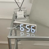 Dijital Işıklı Aynalı Masa Saati - Siyah Ayna ve USB Kablolu - 2