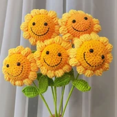 El Yapımı Tığ İşi Gülen Yüzlü Ayçiçeği Yün Buketi - Gülen Ayçiçeği thumbnail 2