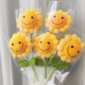 El Yapımı Tığ İşi Gülen Yüzlü Ayçiçeği Yün Buketi - Gülen Ayçiçeği thumbnail 10