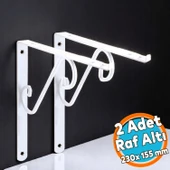 Raf Altı Ayak Ferforje Beyaz Ayarlanabilir Aparatlı Raf Tutucu 230 x 155 mm 2 ADET - 1
