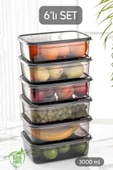 Tilbe Home 6lı Sızdırmaz Kapaklı Derin Dondurucuya Uygun Saklama Kabı Düzenleyici Gri Erzak Kabı Organizer 3Lt - 1