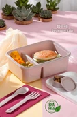 Tilbe Home Kendinden Kaşık Çatallı Sosluklu Bölmeli Beslenme Kabı - Taşınabilir Lunch Box Soft - 1