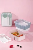 Tilbe Home Kendinden Kaşık Çatallı Sosluklu Bölmeli Beslenme Kabı - Taşınabilir Lunch Box Soft - 3