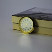 Mini Araba Saati - 45/40mm - Altın Kasa - Beyaz Zemin - Romen Rakamlı - 1