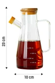 Tilbe Home Bambu Kapaklı Cam Yağdanlık Vakumlu Silikon Stantlı Sirkelik Zeytinyağı Şişesi Yağlık 900 ml Set - 3
