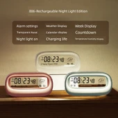 Dijital Sıcaklık Nem Ölçer - Işıklı Beyaz + USB - 8