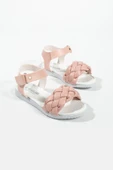Albishoes Kız Çocuk Cırtlı Yazlık Hafif Rahat Taban Çocuk Sandalet Örgülü Yumuşak Sandalet (25-35) - 4